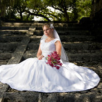 bridal portrait on ancient stairs